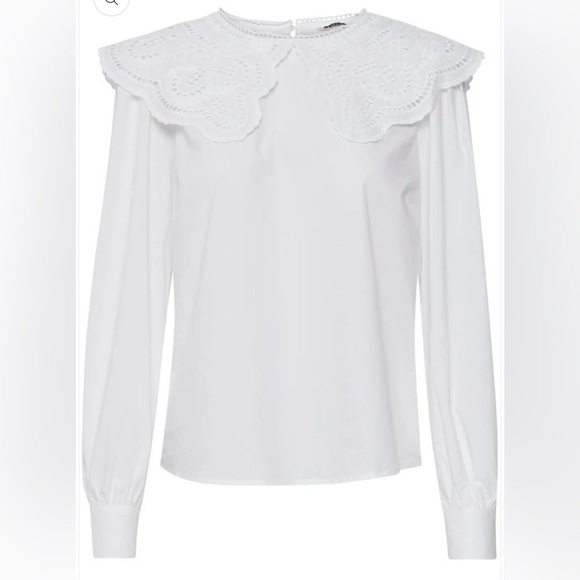 B.YOUNG Jussi Shirt with Embroidered Peter Pan Collar - Bright White Size 6 - Picture 3 of 14